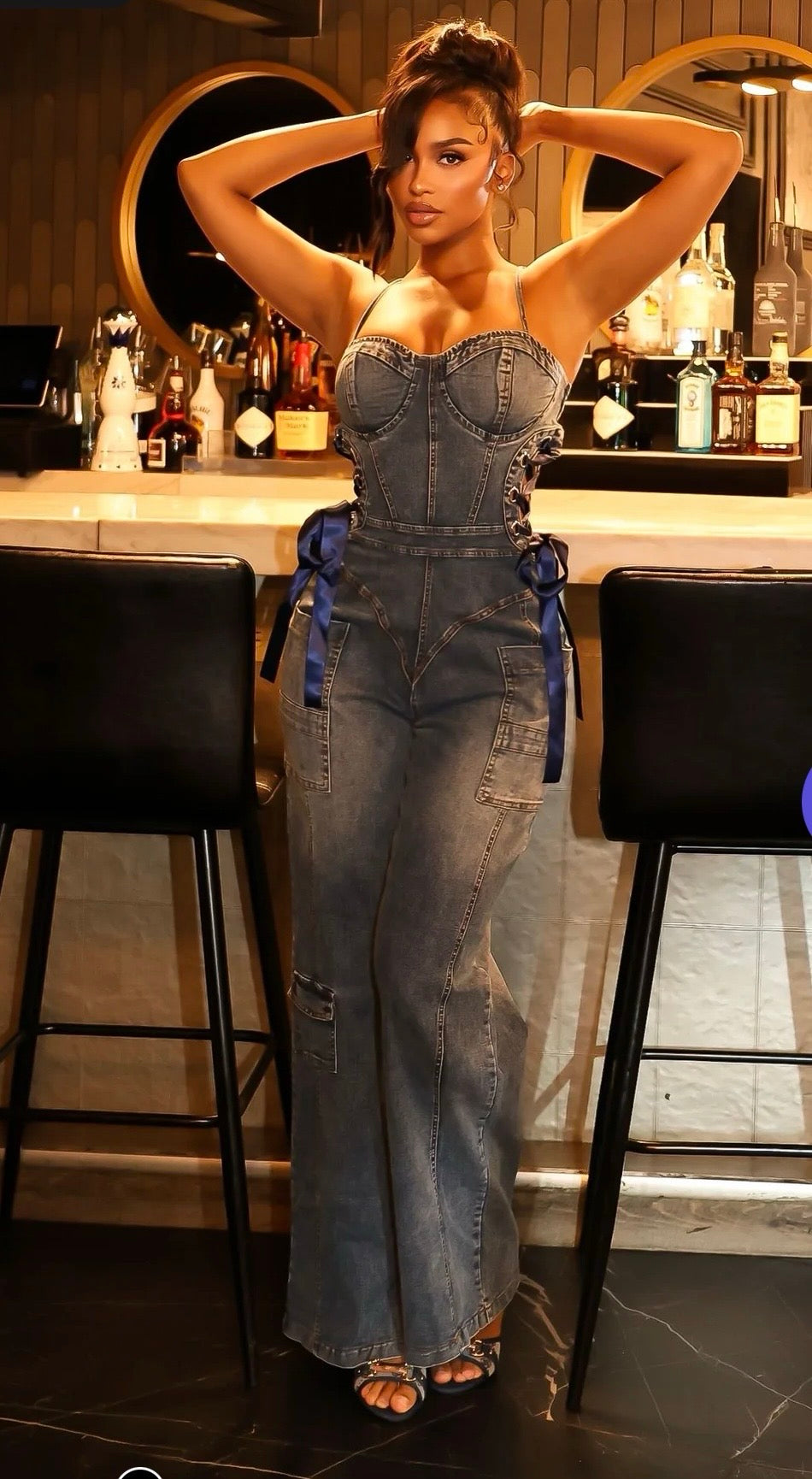 Denim sexy jumpsuit