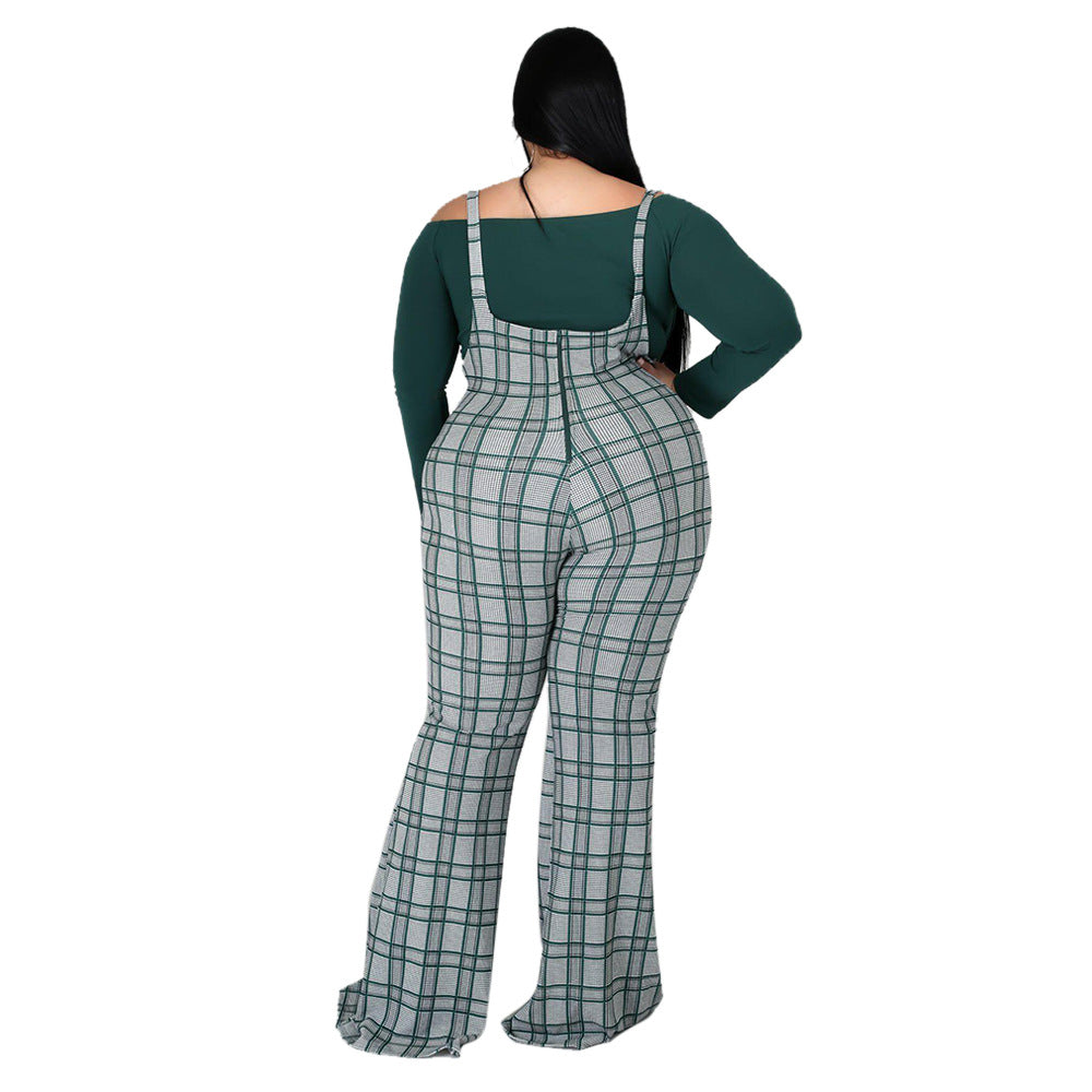 Plus Size Plus Size Fall Winter Lady Sexy Sling plus Top Casual Suit