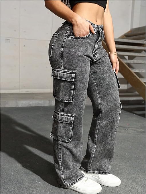 Porket Sides Cargo Denim Jeans Grey Xl