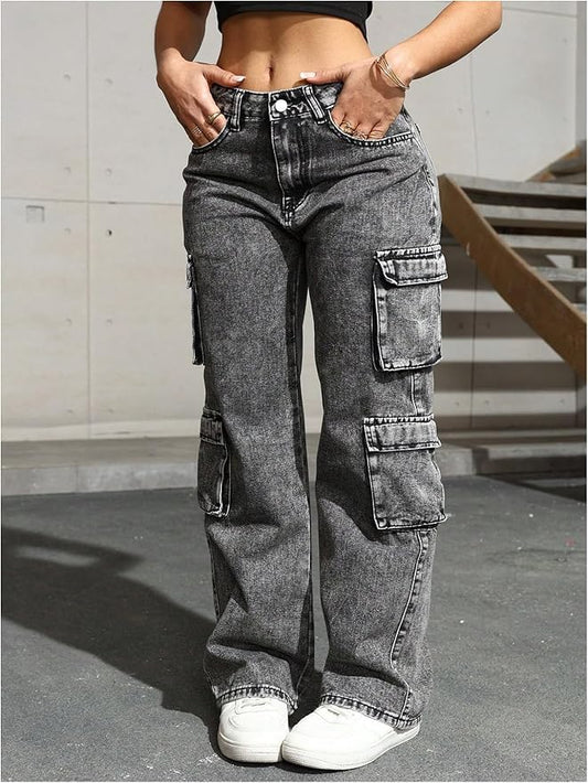 Porket Sides Cargo Denim Jeans Grey Xl